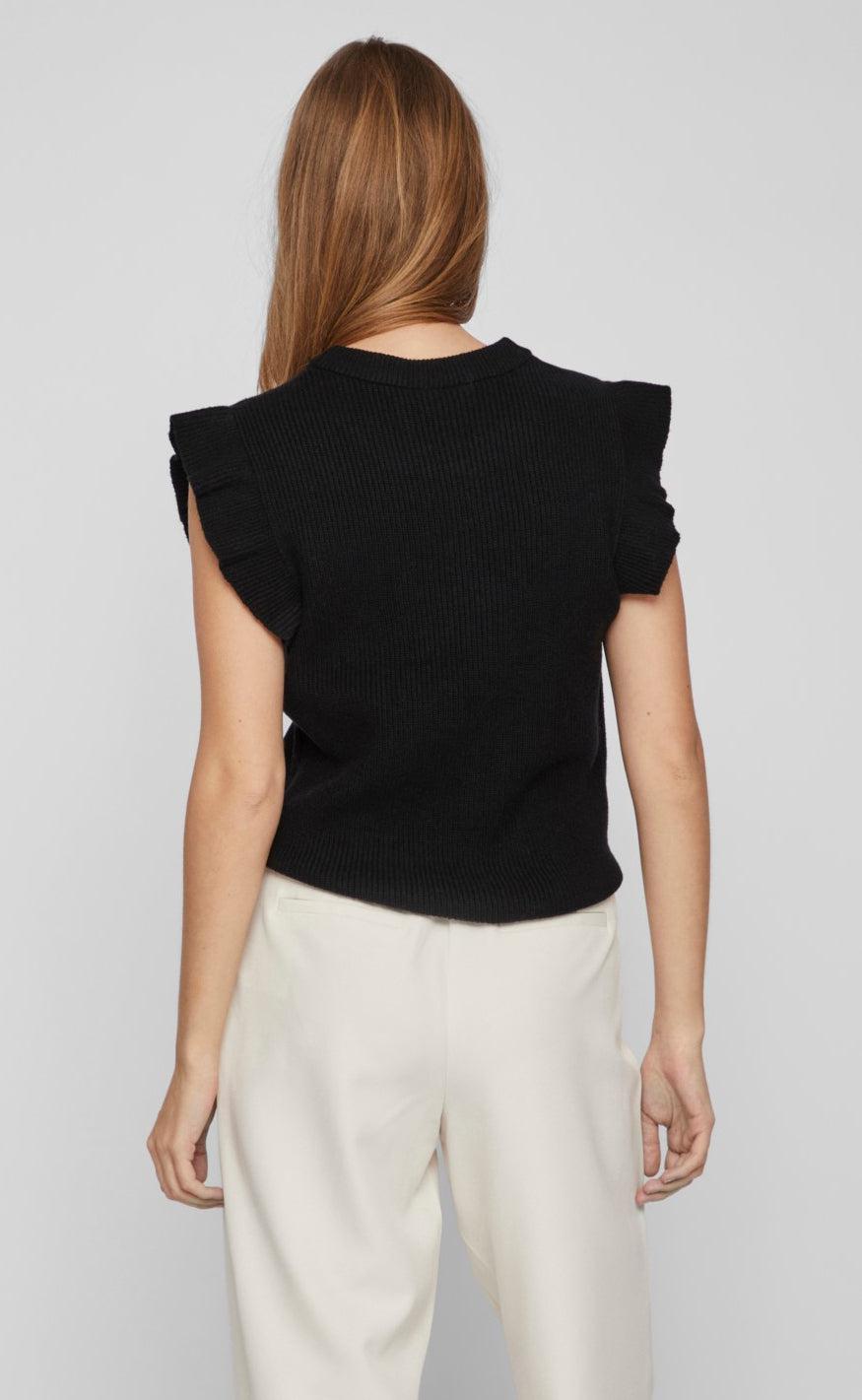 VILA Strikvest - Ril Flounce - Black