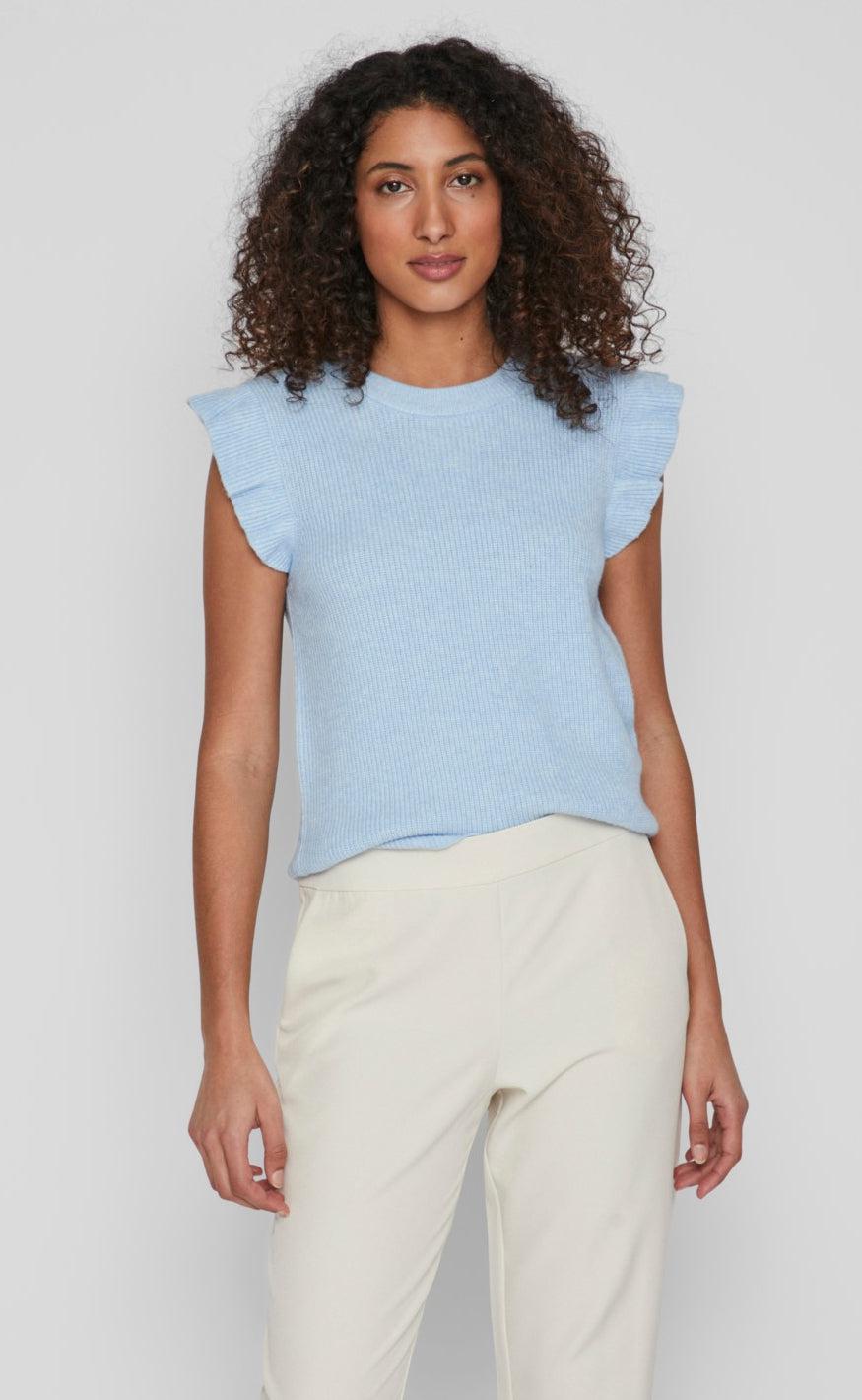 VILA Strikvest - Ril Flounce - Kentucky Blue