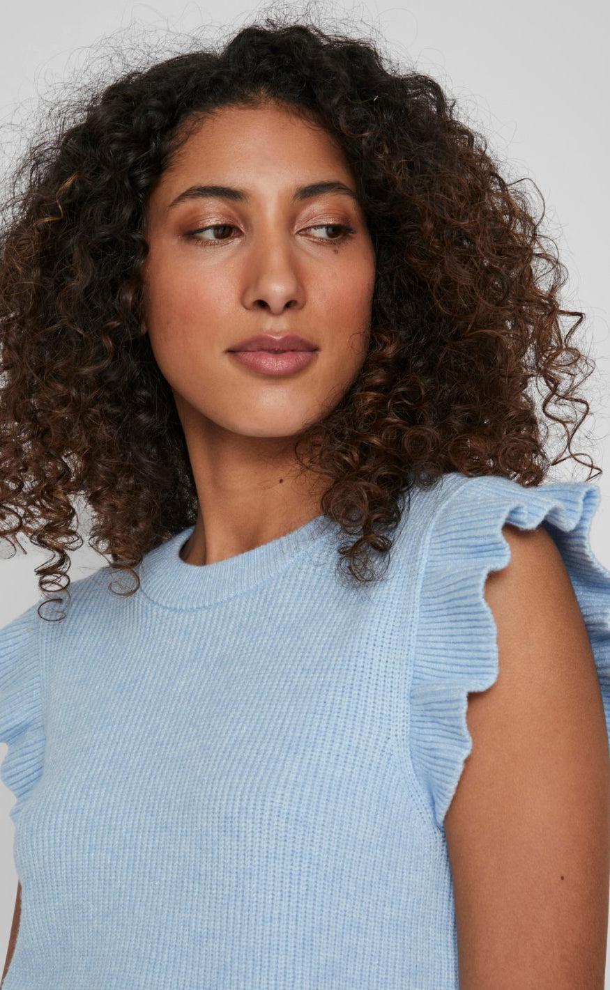 VILA Strikvest - Ril Flounce - Kentucky Blue