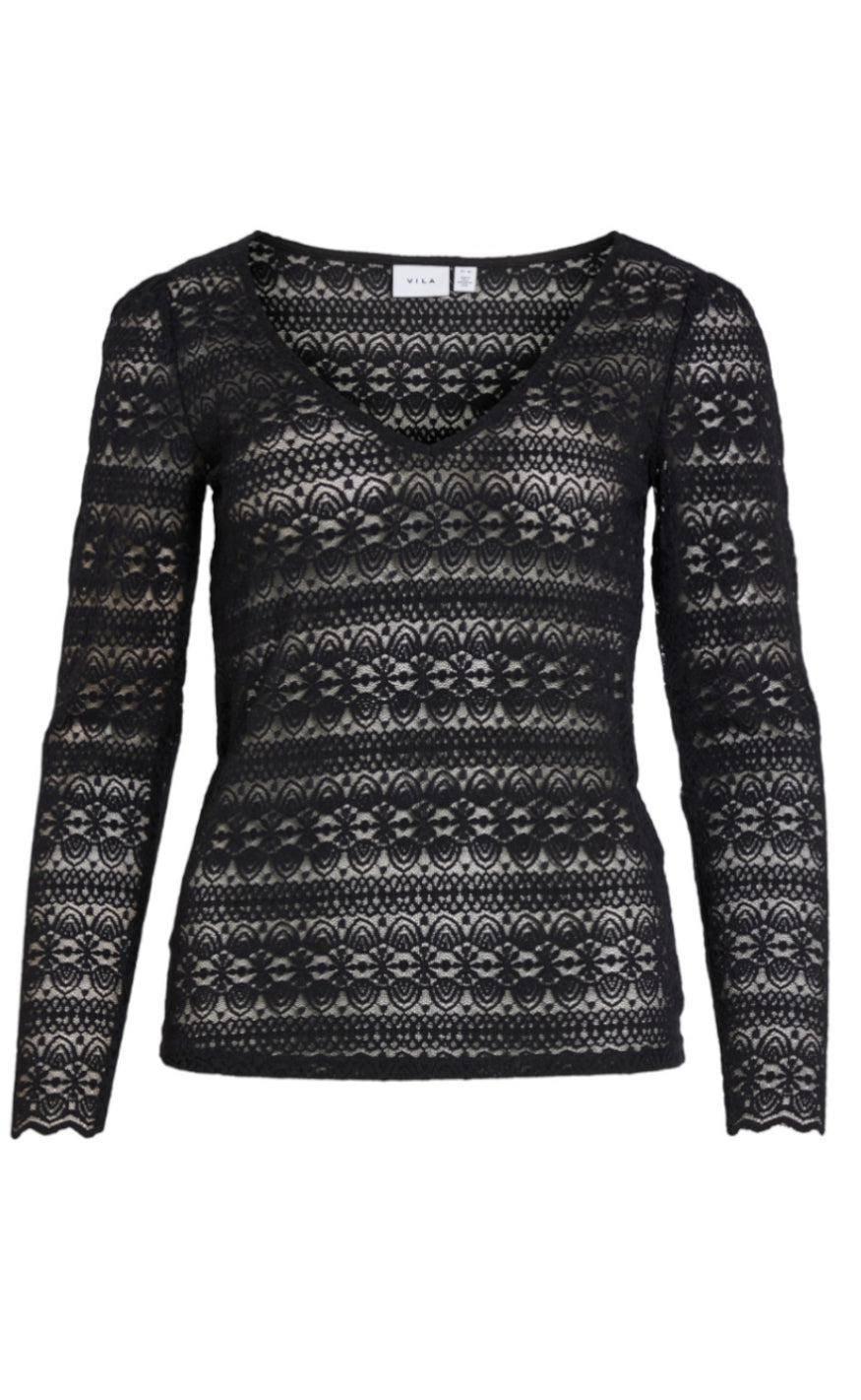 VILA Top - Chikka Lace - Black