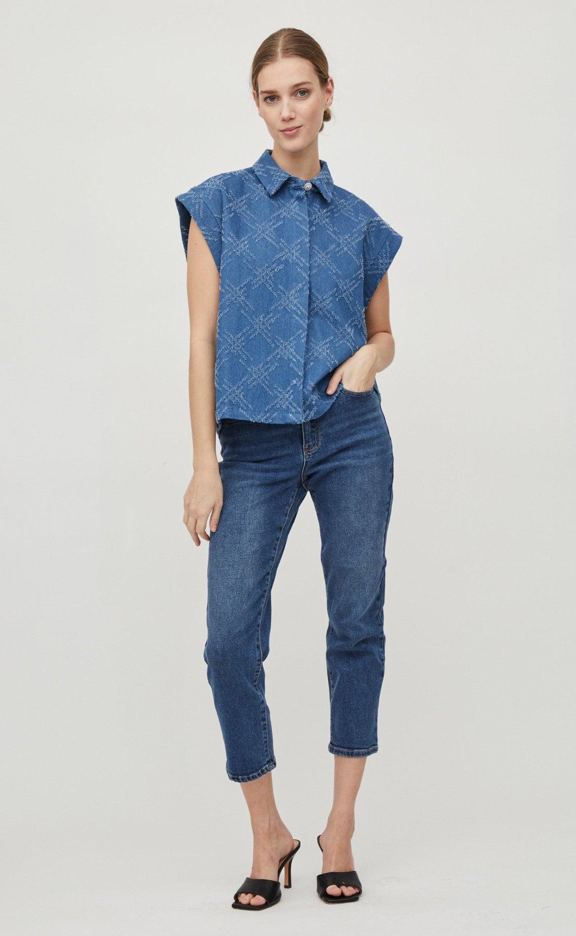 Vila Blazer Vest - Goliat - Medium Blue Denim
