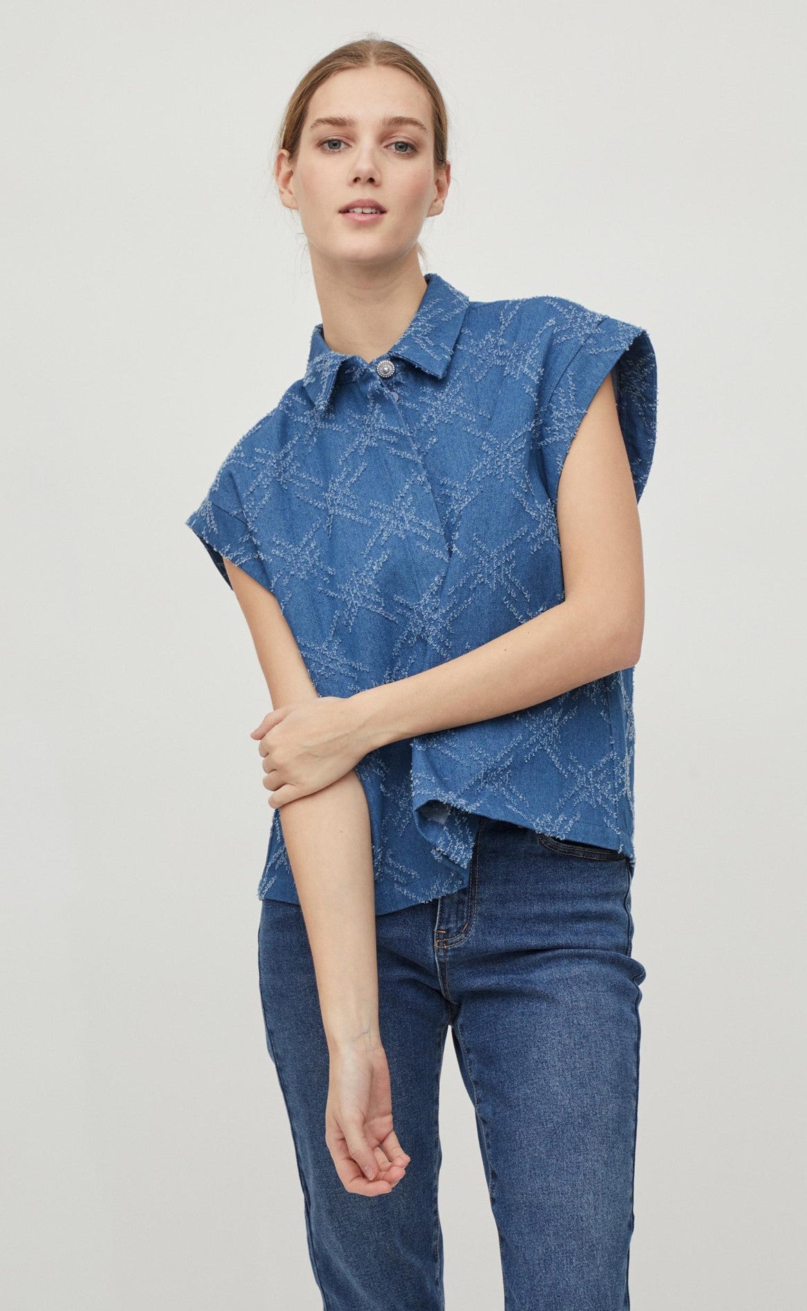 Vila Blazer Vest - Goliat - Medium Blue Denim