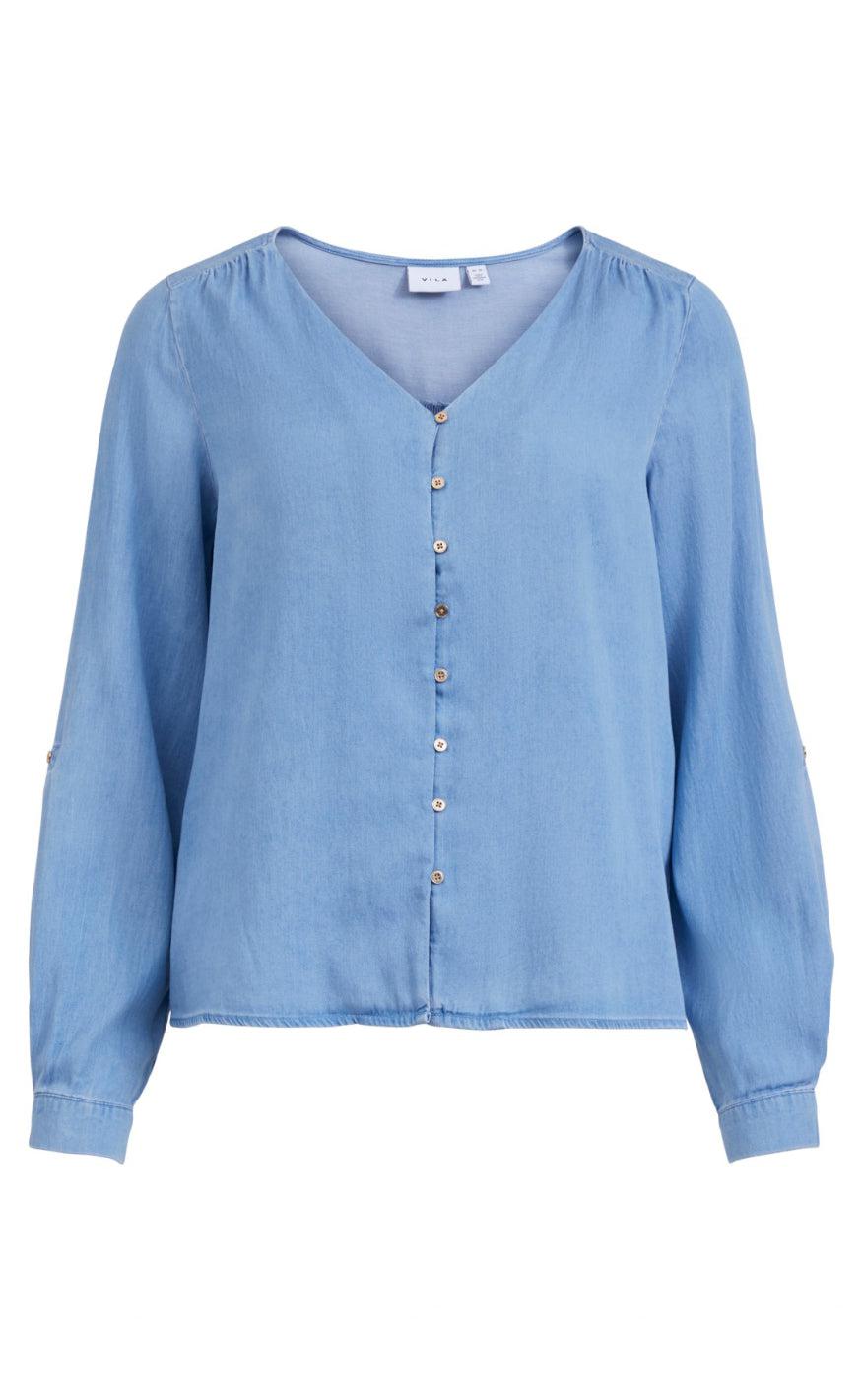 Vila Bluse - Bista - Medium Blue Denim