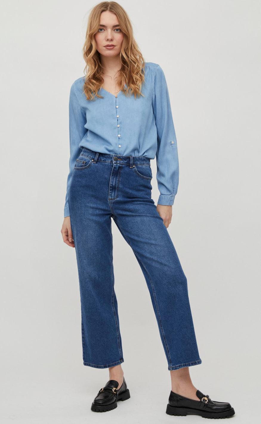 Vila Bluse - Bista - Medium Blue Denim