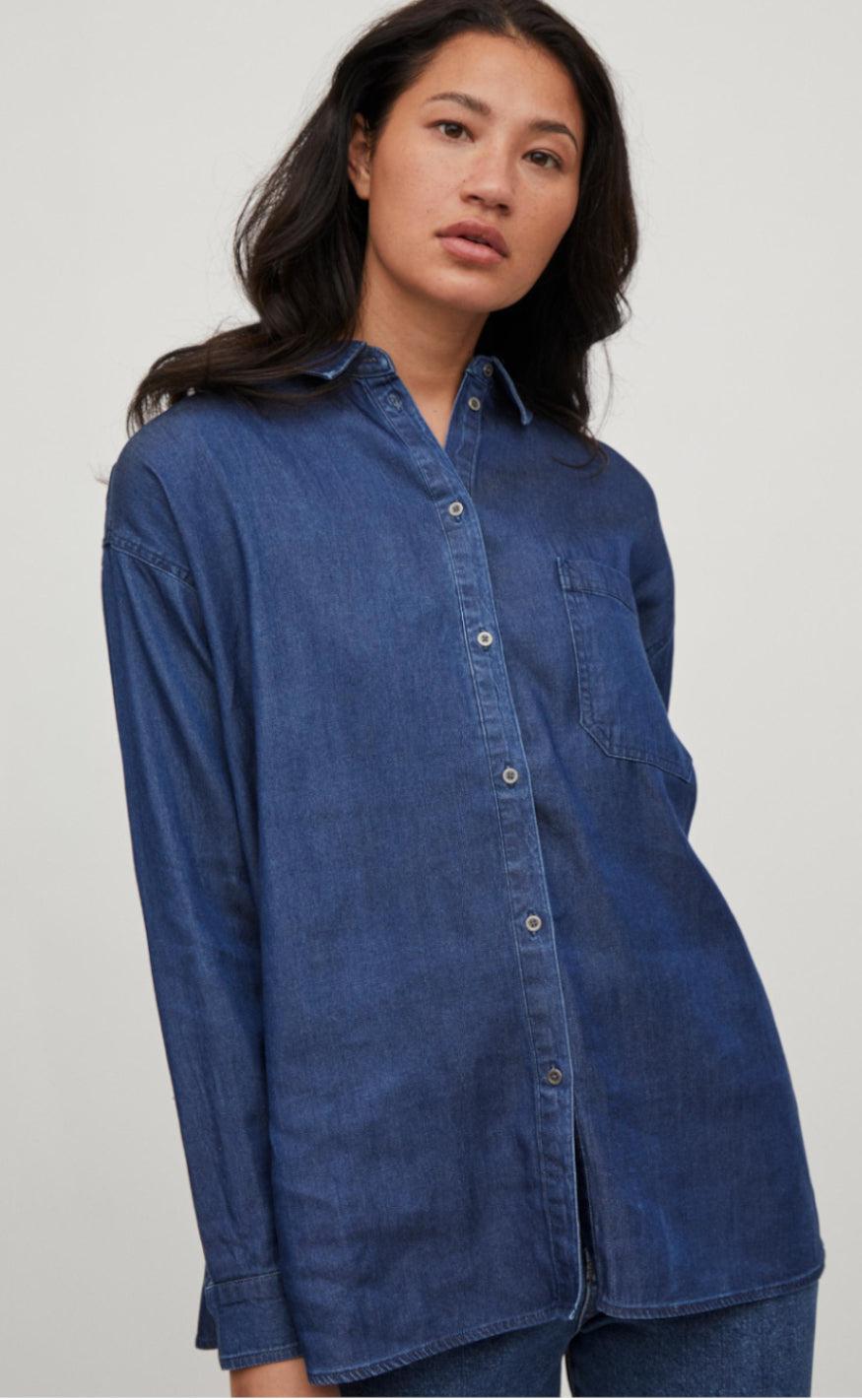 Vila Skjorte - Bista - Dark Blue Denim