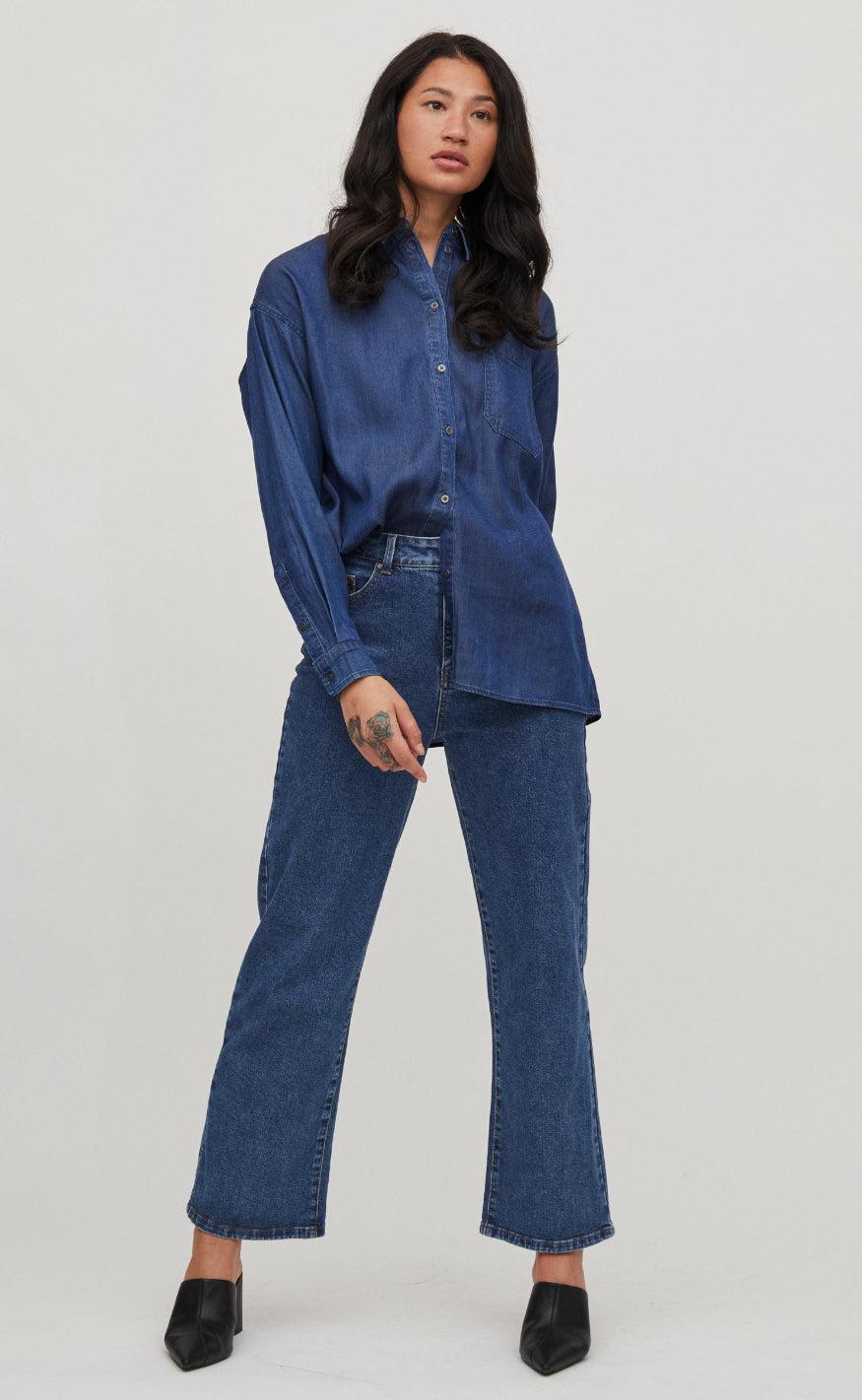 Vila Skjorte - Bista - Dark Blue Denim