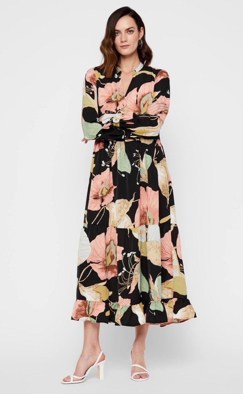 YAS BLOOMI ANKLE DRESS BLACK