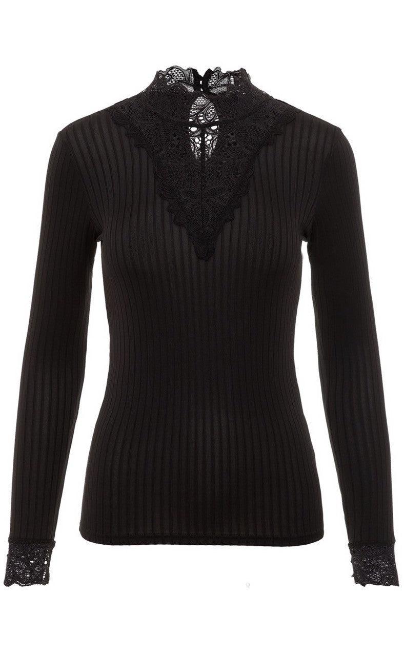YAS Bluse - Blace Highneck - Black