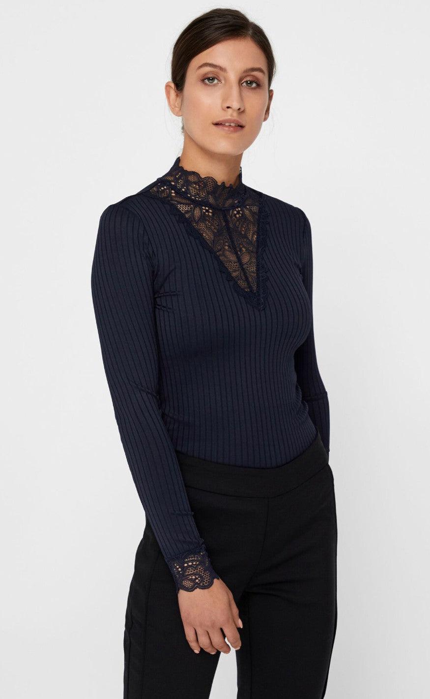 YAS Bluse - Blace Highneck - Night Sky