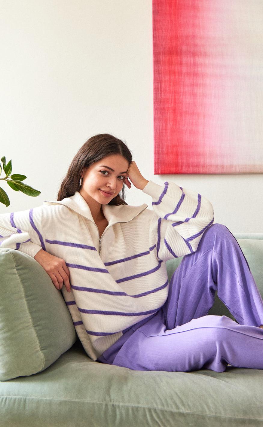 YAS Bukser - Bluris MW flared - Bougainvillea