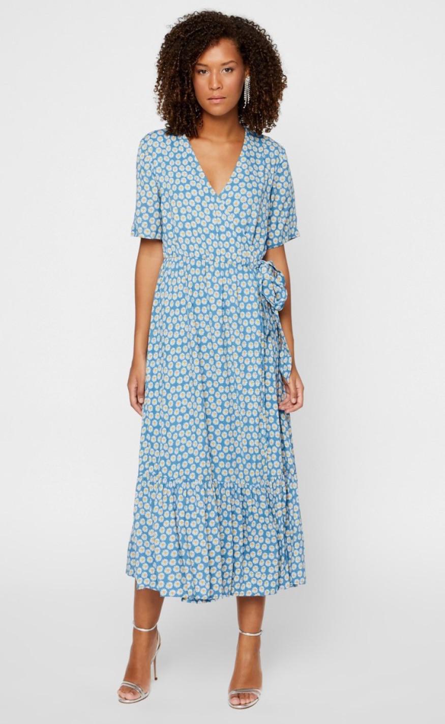 YAS DAISY LONG DRESS BLUE HEAVEN