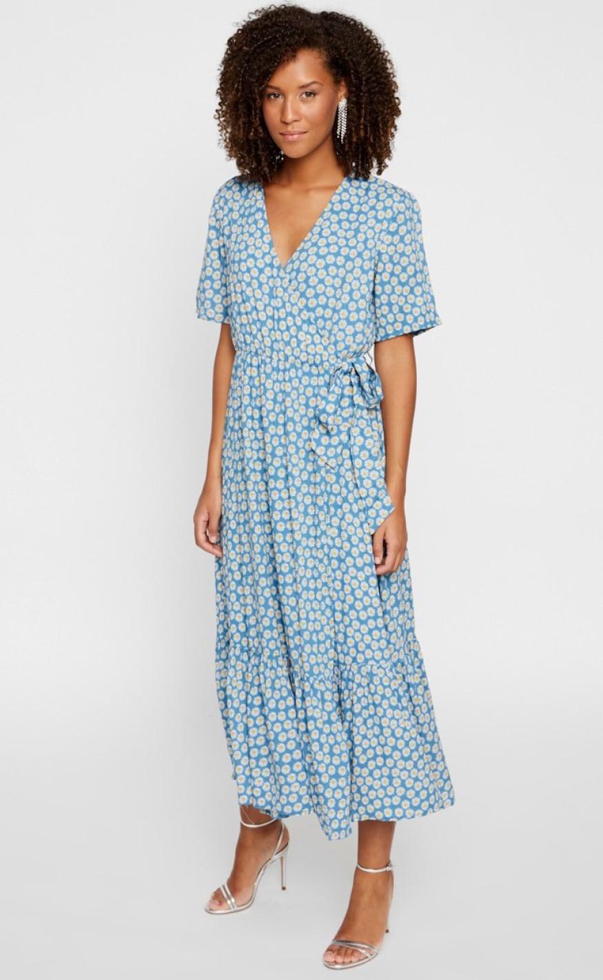 YAS DAISY LONG DRESS BLUE HEAVEN